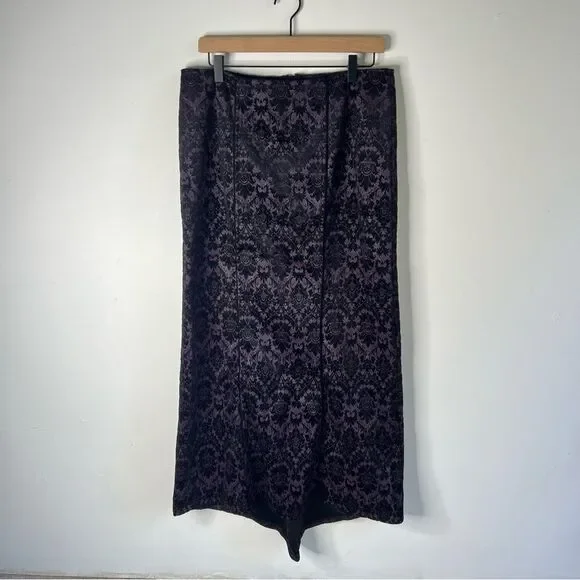 LIP SERVICE Vintage Black and Purple Velvet Lace Maxi Pencil Skirt Large LA USA - Picture 1 of 12